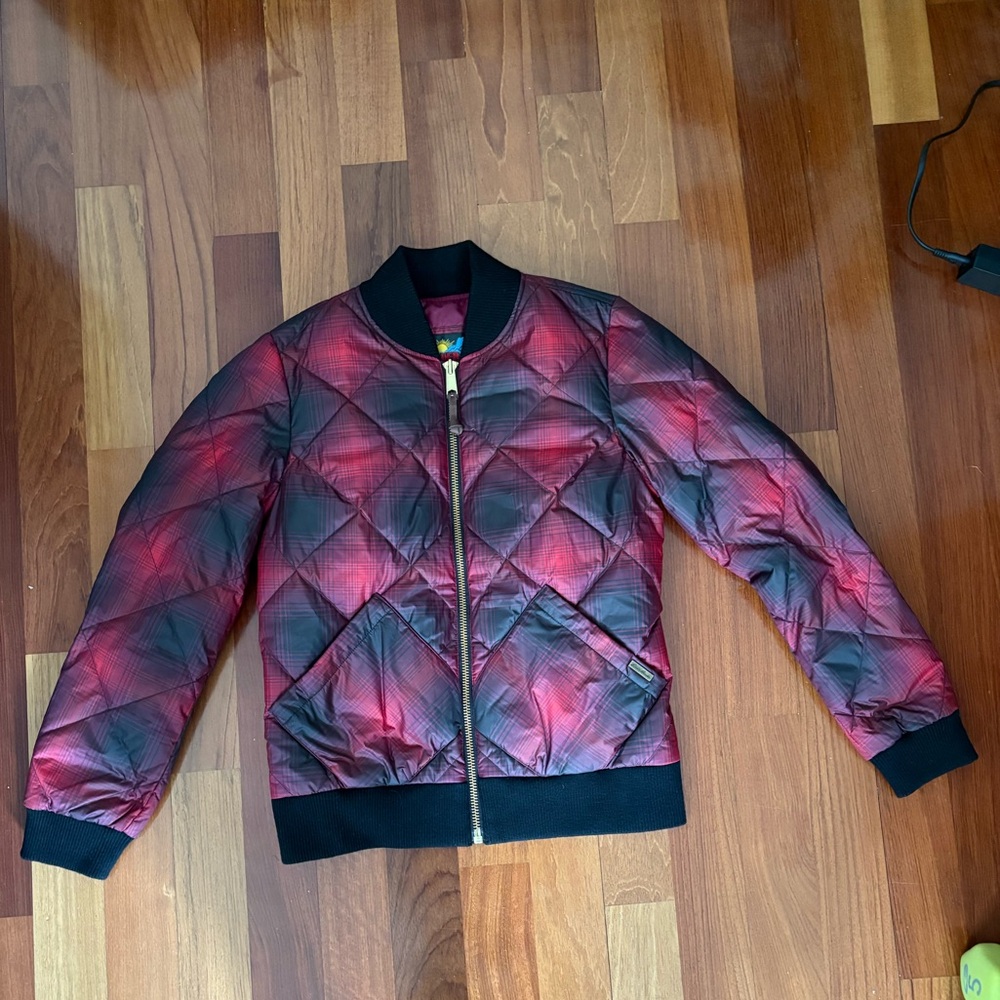 Eddie Bauer Red and Black Plaid Quilted Jacket